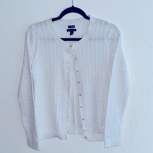Tommy Hilfiger 100% Pima Cotton Knit White Cardigan Size M